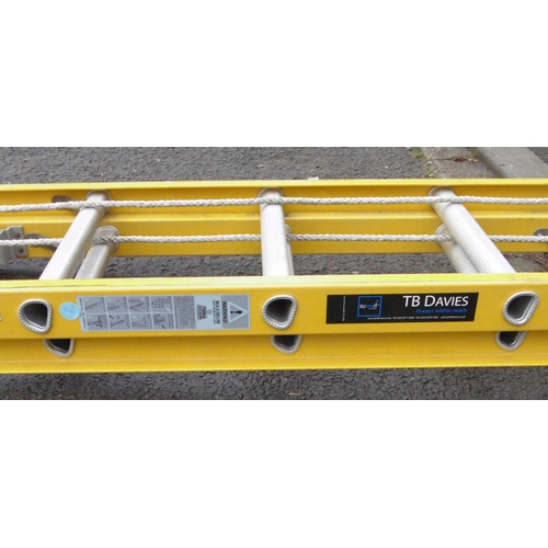 65 - T. B. DAVIES FIBREGLASS DOUBLE EXTENSION LADDER