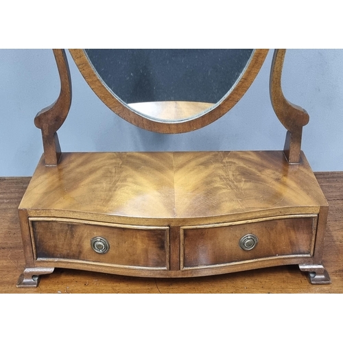 72 - MAHOGANY SHIELD DESIGN TOILET MIRROR WITH 2 DRAWERS