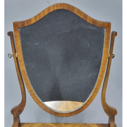 72 - MAHOGANY SHIELD DESIGN TOILET MIRROR WITH 2 DRAWERS