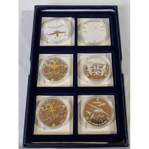 348 - 6 WINDSOR MINT SILVER PLATED COMMEMORATIVE FROM 70TH ANNIVERSARY THE BATTLE OF BRITAIN COLLECTION: D... 