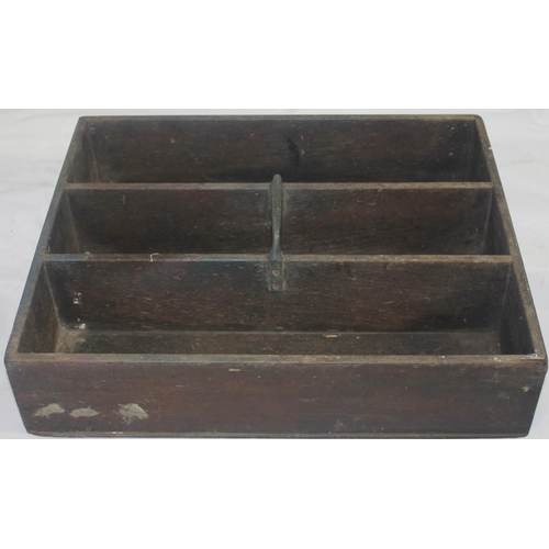 93 - HINGED TOP STORAGE BOX & 3 VARIOUS TRAYS