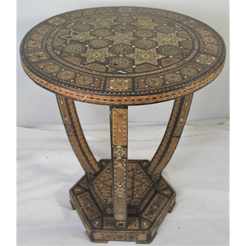 134 - CIRCULAR TOP ANGLO INDIAN SIDE TABLE & WALL CABINET - DOOR DAMAGED