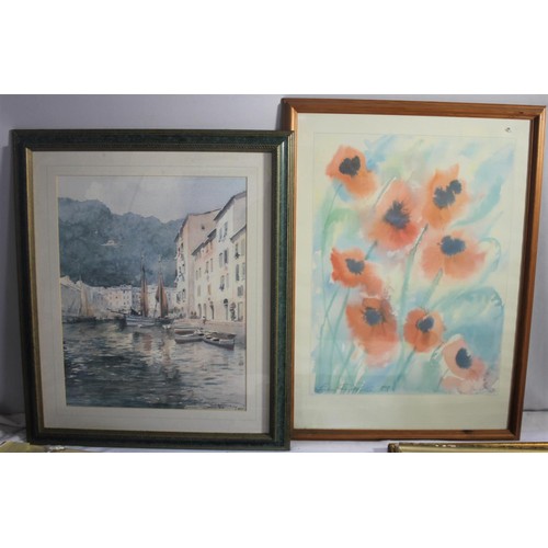 55 - VARIOUS FRAMED AND UNFRAMED PICTURES - PRINTS AND OILS INCLUDING: GILT FRAMED OIL PAINTING OF VILLAG... 