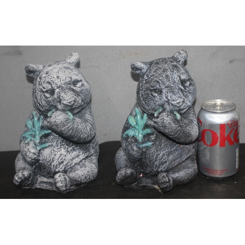 28 - 2 BEARS EATING BAMBOO GARDEN ORNAMENT