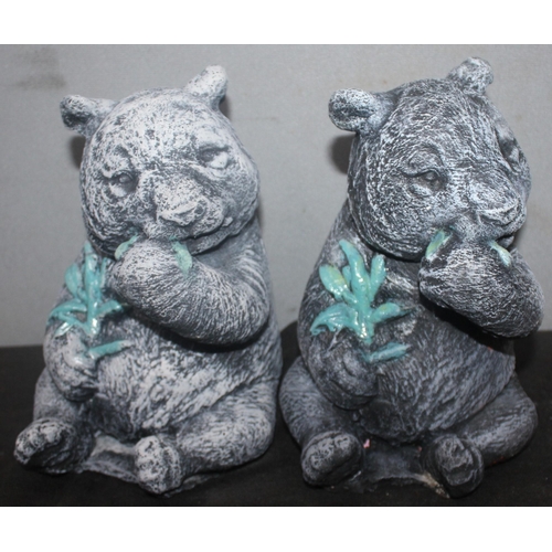 28 - 2 BEARS EATING BAMBOO GARDEN ORNAMENT