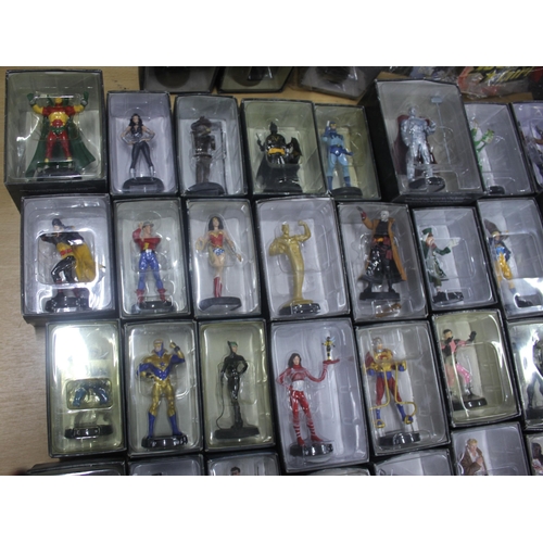 36 - 2 DC COMICS WITH FIGURES AND BOX OF DC CHARACTER FIGURES