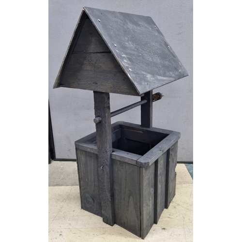 67 - WOODEN WISHING WELL GARDEN PLANTER