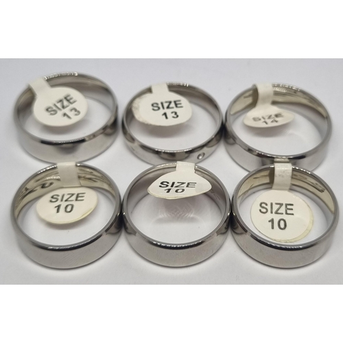 106 - 9 SPIKES STAINLESS STEEL BANDS - (ONE SET SINGLE STONE) AND 2 OTHER STAINLESS STEEL RINGS