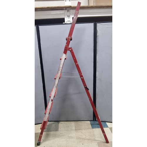 110 - RED METAL STEP LADDER