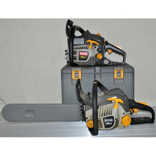 302 - RYOBI 40cc PETROL CHAIN SAW PLUS EXTRA/SPARE BODY IN CASE - PETROL ITEM SOLD AS VIEWED