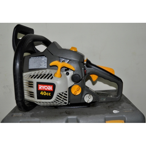 302 - RYOBI 40cc PETROL CHAIN SAW PLUS EXTRA/SPARE BODY IN CASE - PETROL ITEM SOLD AS VIEWED