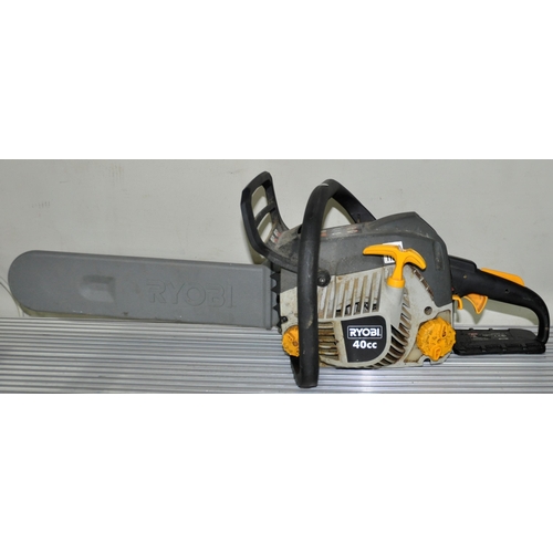 302 - RYOBI 40cc PETROL CHAIN SAW PLUS EXTRA/SPARE BODY IN CASE - PETROL ITEM SOLD AS VIEWED