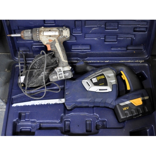 304 - QUANTITY HAND TOOLS, DEWALT DRILL CASE, PRO TOOL SAW - NO CHARGER IN CASE