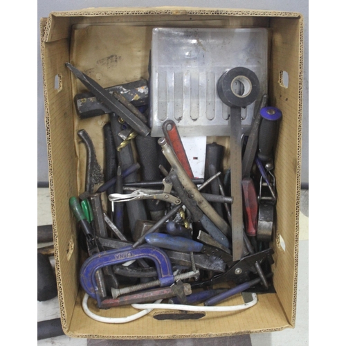 305 - ZAG TOOL BOX (CLIP MISSING) AND BOX OF VARIOUS TOOLS