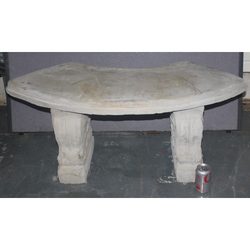 311 - STONEWORK CURVED SEAT ON CLASSIC PLINTHS (L102, H42cm)