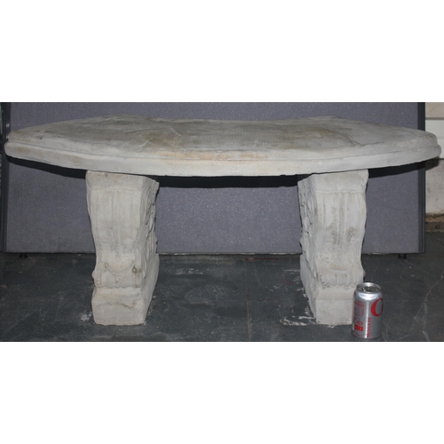 311 - STONEWORK CURVED SEAT ON CLASSIC PLINTHS (L102, H42cm)