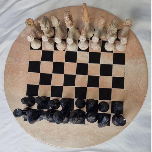 10 - 2 CHESS SETS ON BOARDS (1 BOARD REPAIRED)