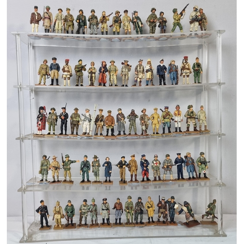 23 - COLLECTION OF LEAD SOLDIERS & 5 SHELF PLASTIC DISPLAY STAND