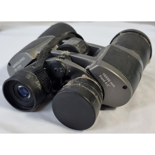 40 - 4 PAIR OF BINOCULARS: VANGUARD (KR-1650), 16x50MM (NO CASE), FRENCH PAIR & 2 PAIR SUNGAR 18x21