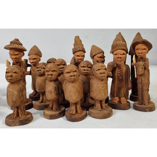 59 - 2 CHESS SETS: WEST EUROPE IMITATION MEDIEVAL RESIN & NIGERIAN ACACIA THORN