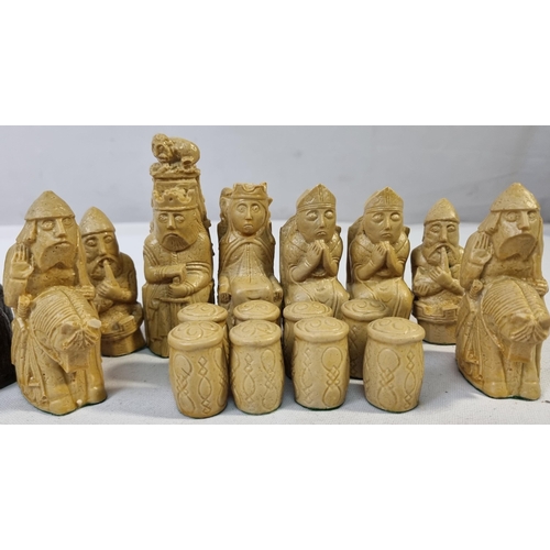 59 - 2 CHESS SETS: WEST EUROPE IMITATION MEDIEVAL RESIN & NIGERIAN ACACIA THORN