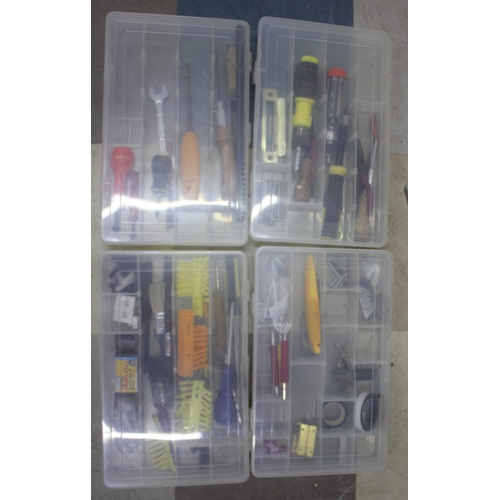 95 - 4 DRAWER HOBBY TOOLBOX WITH CONTENTS, SMALL PLASTIC COMPONENT BOX OF SCREWS, PAPERMANIA TOOL ACCESSO... 