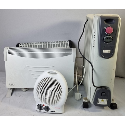 306 - GET 2kw OIL FILLED RADIATOR (G20FM9), GLEN STORAGE HEATER, SUPERWARM STORAGE HEATER (1 LEG MISSING) ... 