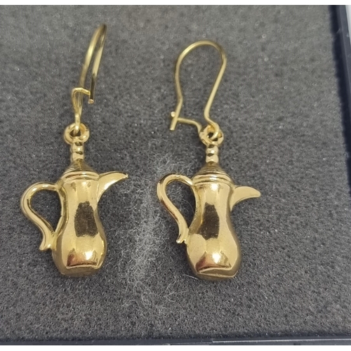 404 - PAIR OF COFFEE POT DESIGN EARRINGS MARKED 18k ITALY (2.4g)