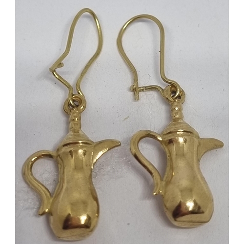 404 - PAIR OF COFFEE POT DESIGN EARRINGS MARKED 18k ITALY (2.4g)