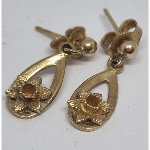 409 - PAIR 9ct WELSH GOLD TEAR DROP EARRINGS (1.8g)