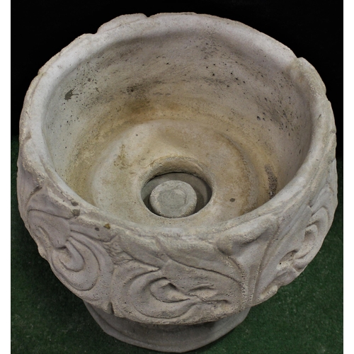 1 - DEEP STONEWORK PINEAPPLE PATTERN PLANTER ON CIRCULAR BASE (COMES IN 2 PIECES) (H50, W38cm) WITH OPTI... 