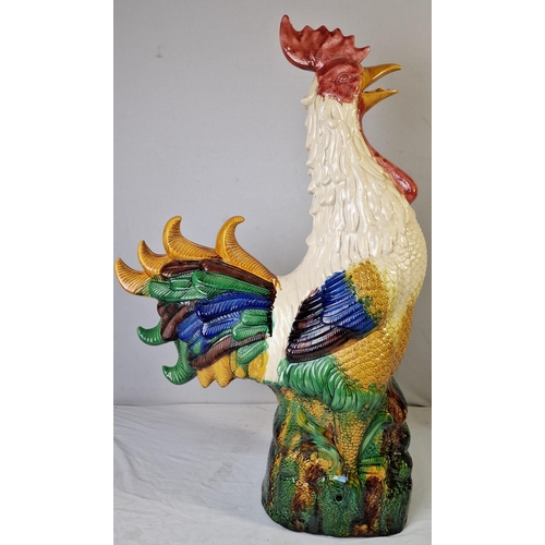 7 - LARGE MAJOLICA COCKEREL - HEIGHT 87cm