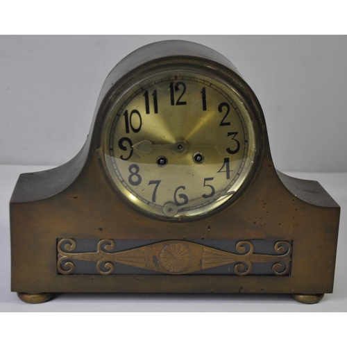 21 - 2 MANTLE CLOCKS - 1 METAL (AT FAULT) AND ART DECO