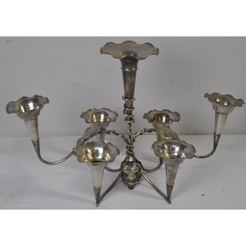 33 - SILVER PLATED ITEMS INCLUDING EPERGNE c1900