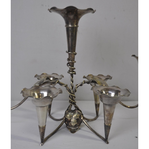 33 - SILVER PLATED ITEMS INCLUDING EPERGNE c1900