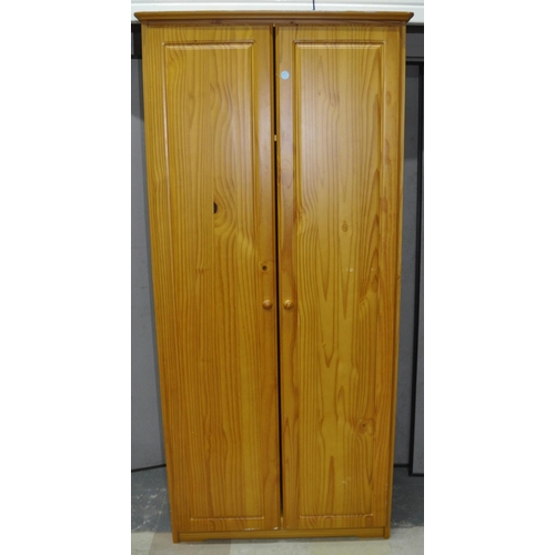 37 - PINE DOUBLE WARDROBE AND 4-DRAWER CHEST