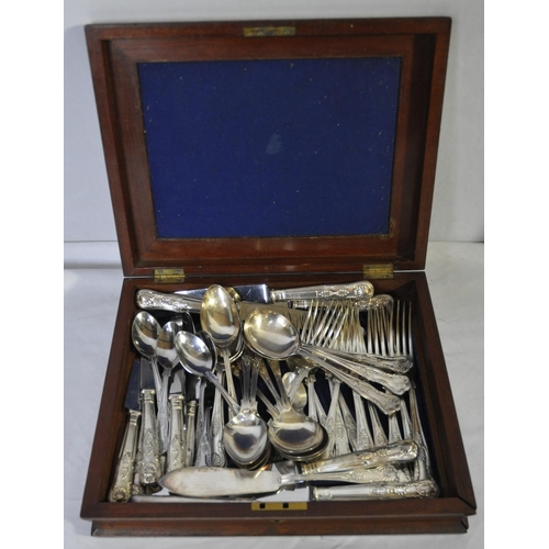 42 - SHELDON CANTEEN OF CUTLERY AND MISCELLANEOUS - CHINA FRUIT BASKET, WIND CHIMES, ETC