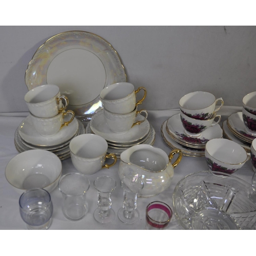 46 - TEA SETS AND GLASSWARE INCLUDING LUSTRE TEA SET