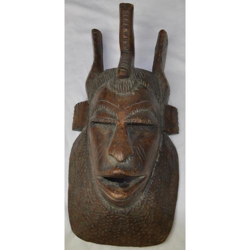 55 - 2 AFRICAN WOOD CARVED MASKS