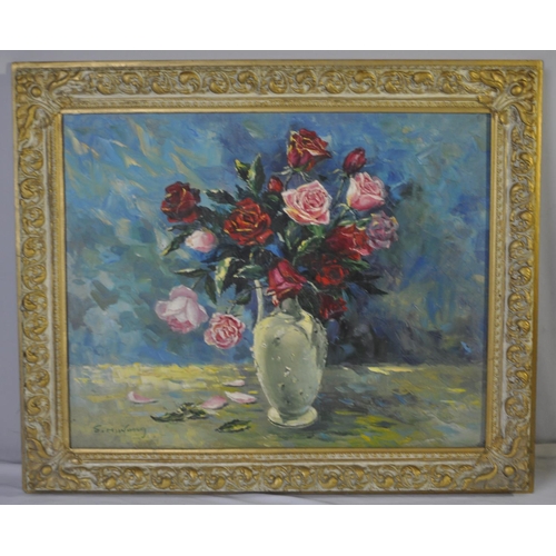 73 - GILT FRAMED STILL LIFE OIL ON CANVAS SIGNED S H WANG