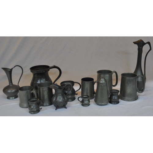 78 - VARIOUS PEWTER ITEMS INCLUDING ART NOUVEAU JUG AND JAMES YATES TANKARD