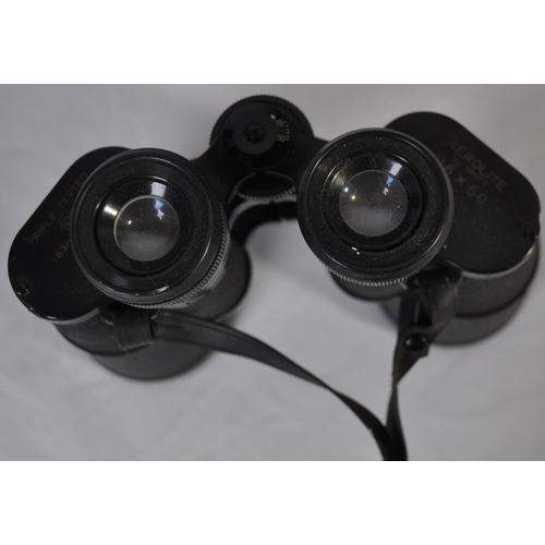 87 - PAIR OF AEROLITE 16 x 50 BINOCULARS AND PILOT'S HEADSET IN CASE