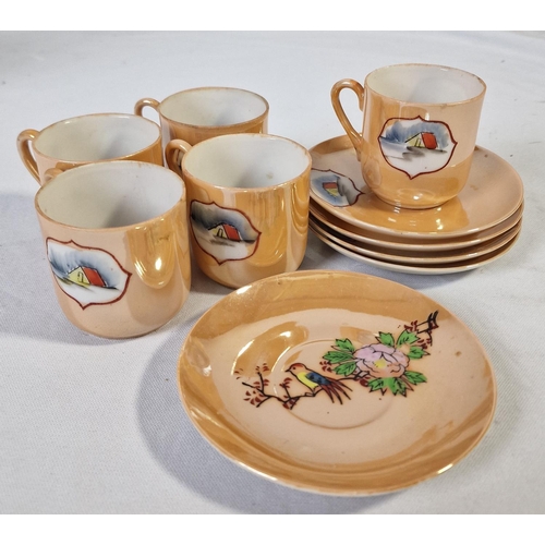 88 - ORIENTAL TEA SET PLUS ORIENTAL CUPS AND SAUCERS