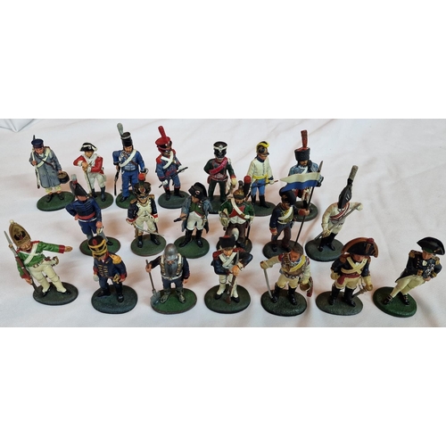 100 - BOX OF MODEL MILITARY FIGURES AND BRASS ITEMS