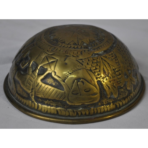 103 - BRASS FIGURINE AND BRONZE DECORATIVE BOWL