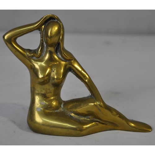 103 - BRASS FIGURINE AND BRONZE DECORATIVE BOWL