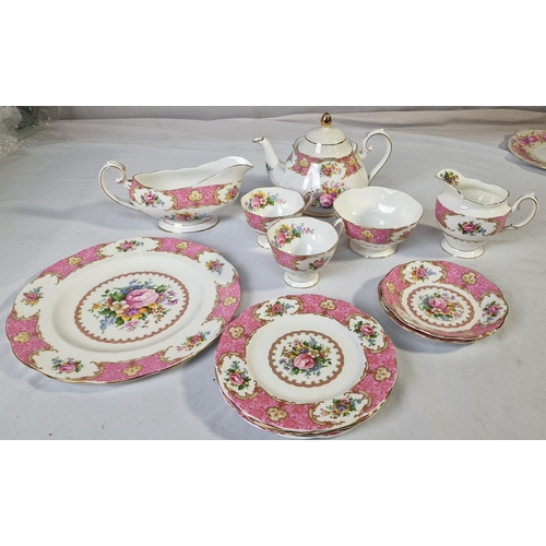 138 - ROYAL ALBERT 'LADY CARLYLE' TEA SET COMES WITH TEA POT AND PART ROYAL ALBERT 'SERENA' TEA SET