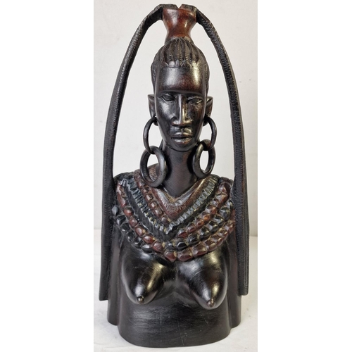 141 - 2 EBONISED AFRICAN CARVED WOD FIGURES - HEIGHT 53cm