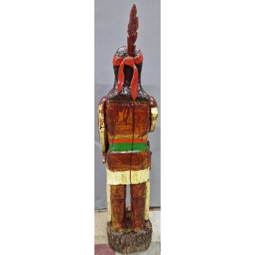 142 - NATIVE AMERICAN DISPLAY MODEL (FEATHER NEEDS REGLUING) TOTAL HEIGHT 139cm