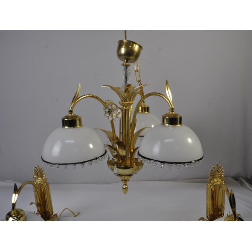 179 - PENDANT CEILING LIGHT WITH 2 MATCHING WALL LIGHTS